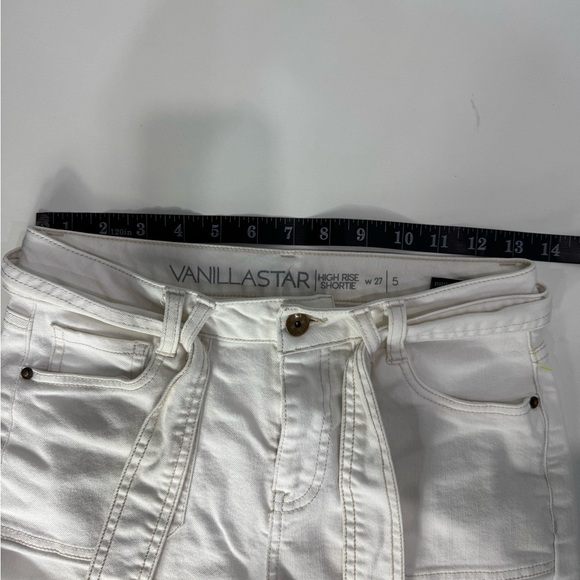 Women's White Strech Denim High Rise Shorts Size 27 Waist - Picture 5 of 7